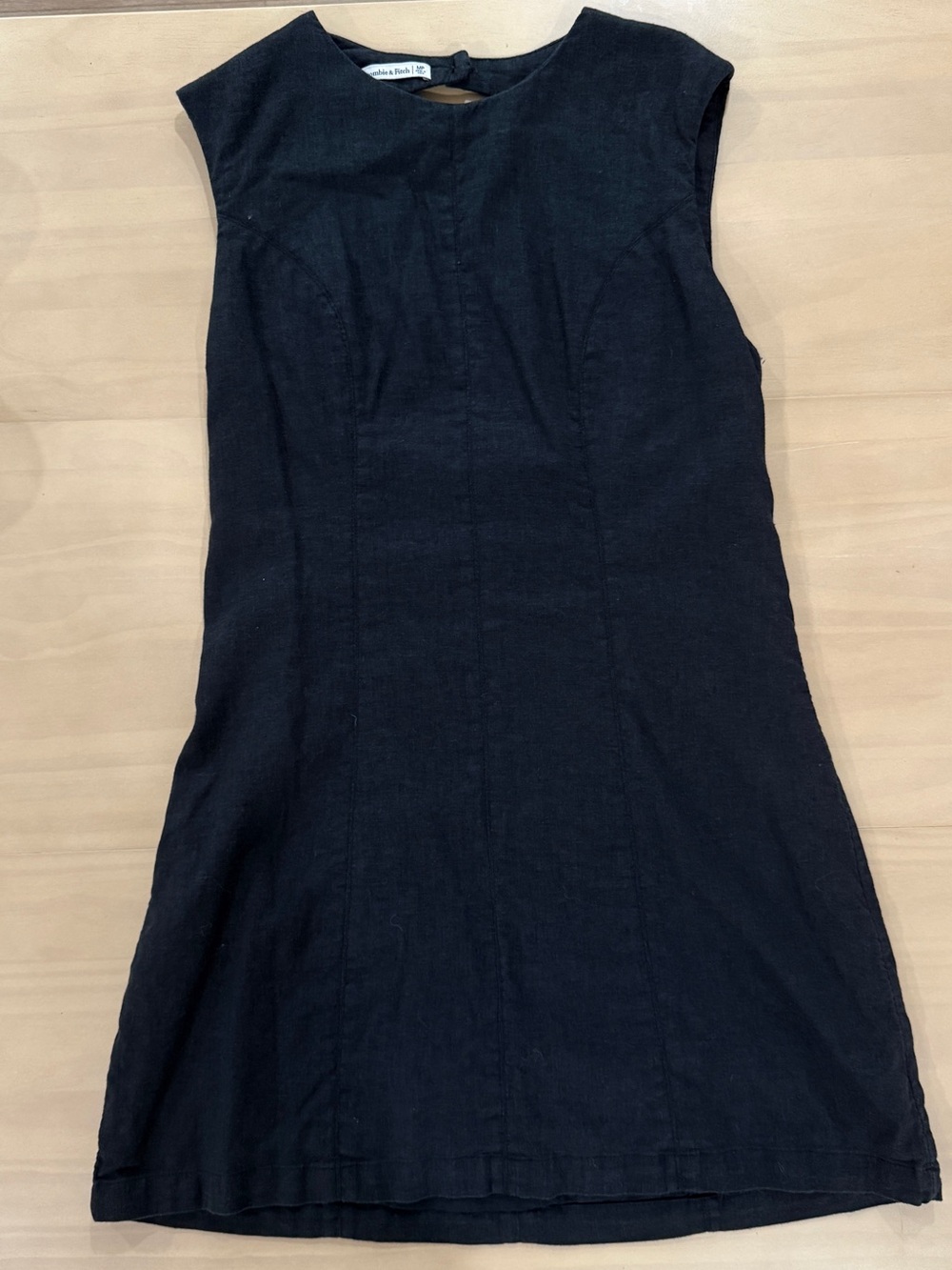 AF Black Linen Mini Dress Keyhole Back